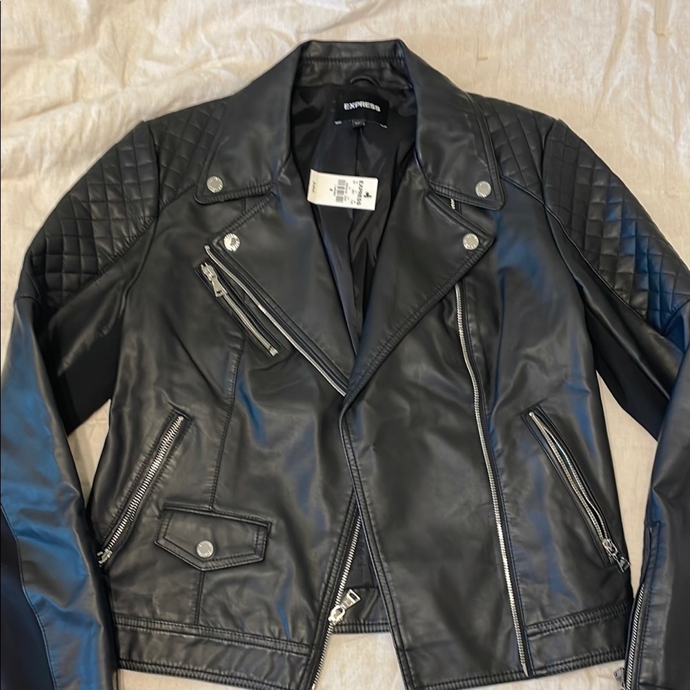 Express Quilted Black Moto Jacket